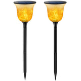 TomCare Solar Lights Solar Torches Lights Waterproof Flickering Flames Torches Lights Outdoor Solar Powered Path Lights Dancing Flame Lighting Dusk to Dawn Auto On/Off for Garden Patio Yard(2)