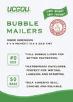 UCGOU #0 Black Poly Bubble Mailers 6x10 Inch Padded Envelopes Shipping Bags 50pcs