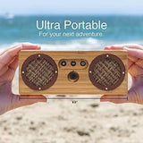 Bongo Bamboo Bluetooth Speaker - Portable & Wireless Retro Wood Design - Vintage Black & White
