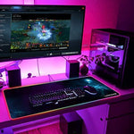 LED RGB Gaming Mouse Pad - 10 Light Modes Extended Computer Keyboard Mat with Durable Stitched Edges and Non-Slip Rubber Base, High-Performance Large Mouse Pad Optimized for Gamer 31.5X11.8X0.15Inch