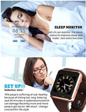 Bluetooth Smart Watch - Aeifond Touch Screen Sport Smart Wrist Watch Smartwatch Phone Fitness Tracker with Camera Pedometer SIM TF Card Slot for iPhone iOS Samsung Android for Men Women Kids (Gold)