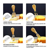 Multi-functional Cheese Board, Serving Tray for Wine, Crackers, Brie and Meat and 4 Stainless Steel Forks, Hidden Slide-out Drawer Beautiful Party Utensils (13" x 13" x 2")