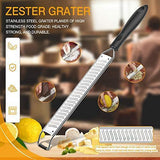 Zester Grater - Parmesan Cheese, Lemon, Chocolate, Ginger, Garlic, Nutmeg, Vegetables, Fruits - Soft Touch Handle - Dishwasher Safe, Sapphire