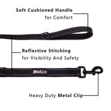 Bolux Dog Leash Traffic Control Dual Padded Handle Heavy Duty 3M Reflective 5ft Long Training Leash Lead Greater Control Safety Training Perfect for Large Medium Dogs