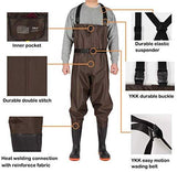 CKd G1 Bootfoot Chest Wader, Nylon & PVC Double Layers, Fishing & Hunting Waterproof Coating Fabric, Cleated Outsole with Steel Plate, High Elasticity Suspender with Buckles, Unisex