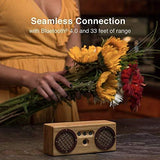 Bongo Bamboo Bluetooth Speaker - Portable & Wireless Retro Wood Design - Vintage Black & White