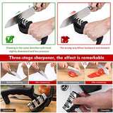 Knife Sharpener, Kitchen Knife Sharpener, 3-Stage Profession Knife Sharpening Tool, Helps Repair, Restore and Polish Blades, Ergonomic Design and Safe to Use