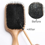 Hair Brush CHOSIN Boar Bristle Hair Brush Natural Wooden Boars Paddle Detangling Cushion Hairbrush for Women Men Kids Good for Thick Long Short Dry Damaged Curly Wavy Frizzy Fine Hair