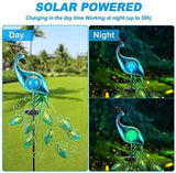 ATHLERIA Garden Solar Lights Stake, Metal Peacock Decor Solar Garden Lights Solar Peacock Stake for Outdoor Patio Yard Decorations (Blue Lampshade)