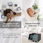 SAPE Alarm Clock for Bedrooms with Dual Alarm, Snooze, Bluetooth Speaker, FM Radio, AUX TF Card Play, Dual USB Charger Port, Temperature Function