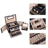 SONGMICS Jewelry Box, Girls Jewelry Organizer, Mini Travel Case, Mirror, Watch Organizer, Lockable, Black, UJBC121B