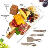 Home Perspective Slate Cheese Board Set, 10 Piece Set Includes 4 Stainless Steel Cheese Tools, Premium Acacia Serving Tray with Slate Board, and Porcelain Olive Dish