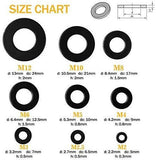 VIGRUE Black Zinc Plated Alloy Steel Flat Washers Set Washers Hardware Assortment 684 Pieces -9 Sizes M2 M2.5 M3 M4 M5 M6 M8 M10 M12