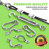 String Light Hanging Kit with Zip Ties For Easy Professional DIY Installation of Indoor and Outdoor Globe Lights | 164 feet Stainless Steel Vinyl-Coated Wire Cable With Heavy-Duty Mounting Hardware