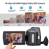 Video Camera Camcorder 4K kicteck Ultra HD Digital WiFi Camera 48.0MP 3.0 inch Touch Screen Night Vision 16X Digital Zoom Recorder with External Microphone and Wide Angle Lens,2 Batteries(4KMW)