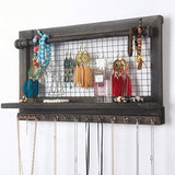 RHF Jewelry Organizer, Rustic Home Decor, Jewelry Holder Organizer, Necklace Holder, Earring Organizer, Jewelry Storage, Jewelry Shelf (Rustic)