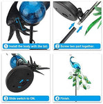 ATHLERIA Garden Solar Lights Stake, Metal Peacock Decor Solar Garden Lights Solar Peacock Stake for Outdoor Patio Yard Decorations (Blue Lampshade)