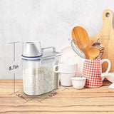 Mini Dry Food Storage Container - Rice Container with Pour Spout + Cup - Handy Dry Food Keeper for Sugar Beans Grain Candy 1.5L Blue