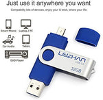 LEIZHAN OTG 32GB USB Flash Drive USB 2.0 Micro USB Pen Drive Memory Stick u Disk (Blue)