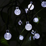 Lumitify Globe Solar Christmas String Lights, 19.7ft 30 LED Fairy Crystal Ball Lights, Outdoor Decorative Solar Lights for Home, Garden, Patio, Lawn, Party and Holiday(White)