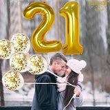 KatchOn Number 21 and Gold Confetti Balloons - Large, 40 Inch Foiil Gold Balloons | 5 Gold Confetti Balloons, 12 Inch | 21st Birthday Party Decorations | Party Supplies for Anniversary Décor