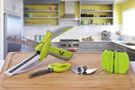 Kitchen Shears Scissors Food Chopper Clever Fruit Cutter Knives with Built-in Cutting Board