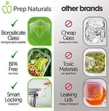 Naturals Glass Meal Prep Containers (5 Pack, 30 Ounce) - Glass Food Storage Containers with Lids - Glass Storage Containers with Lids - Lunch Containers Airtight Food Prep Containers Bpa-Free by Prep Naturals