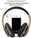 6S Wireless Headphones Over Ear,Noise Cancelling Foldable Wireless Stereo Headsets Earbuds with Built-in Mic, Micro SD/TF, FM for iPhone/Samsung/iPad/PC (Black & Gold)