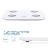 Bluetooth Body Fat Scale, FRK Smart Wireless Digital Bathroom Weight Scale Apple Health and Google Fit, Body Composition Analyzer for Body Weight, BMI, Body Fat, Muscle Mass, Water, White (LL02)