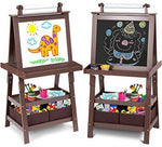 Evergreen Art Supply Kids Art Easel, 3 in 1 Double Durable Sided Art Easel with Chalk Board & Paper Roll, Two Storey Storage Space with Two Storage Bins