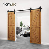 Homlux 6ft Heavy Duty Sturdy Sliding Barn Door Hardware Kit Single Door - Smoothly and Quietly - Simple and Easy to Install - Fit 1 3/8-1 3/4" Thickness Door Panel(Black)(J Shape Hangers)