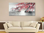 Traditional Chinese Painting Hand Painted Plum Blossom Canvas Wall Art Modern Black and White Landscape Oil Painting for Living Room Bedroom Office Decoration (48x24 inch)