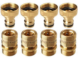 GORILLA EASY CONNECT Garden Hose Quick Connect Fittings. ¾ Inch GHT Solid Brass. 4 Sets of Male & Female Connectors.