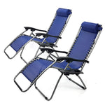 XtremepowerUS Zero Gravity Adjustable Reclining Chair Pool Patio Outdoor Lounge Chairs w/ Cup Holder - Set of Pair (Navy)