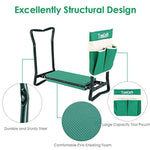 TomCare Garden Kneeler Seat Garden Bench Garden Stools Fordable Stool with Tool Bag Pouch EVA Foam Pad Outdoor Portable Kneeler for Gardening(Large-21.65" x 10.62" x 18.89",Green)