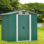 CrownLand outdoor storage shed 4x7 FT tool house garden backyard with roof green white