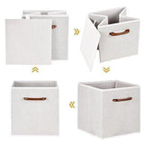 MaidMAX Foldable Storage Cubes, Set of 6 Decorative Fabric Storage Bins Containers Organizers Drawers with Wood Handles for Shelves Clothes Closet Kids Bedroom, Gray Polka Dot