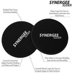 Synergee Core Sliders. Dual Sided Use on Carpet or Hardwood Floors. Abdominal Exercise Equipment