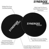 Synergee Core Sliders. Dual Sided Use on Carpet or Hardwood Floors. Abdominal Exercise Equipment