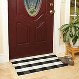 Buffalo Checkered Rug - Plaid Welcome Doormat - Outdoor/Indoor/Door/Floor/Kitchen/Rugs/Front Porch/Bathroom/Laundry Room/Bedroom - White/Black Outside Mat - House Flannel Doormats - 24inch x 36inch