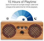 Bongo Bamboo Bluetooth Speaker - Portable & Wireless Retro Wood Design - Vintage Black & White