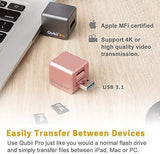 Flash Drive for iPhone, Auto Backup Photos & Videos, Photo Stick for iPhone, Qubii Photo Storage Device for iPhone & iPad【microSD Card Not Included】- Pink