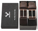 Belt for Men,Woven Stretch Braided Belt 2 Unit Gift-boxed Golf Casual Belts,Width 1 3/8"