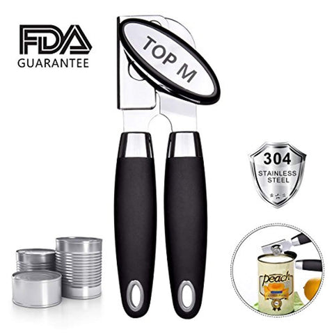 Can Opener, Can Opener Manual Food-Safe FDA Stainless Steel, NO-Rust, Ergonomic Anti Slip Design Big Knob For Easy Turn,Home Restaurant Smooth Edge Can Openers Suitable For The Elderly