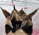 WOWOWMEOW Small Animal Cage Hanging Bunkbed Hammock Warm Fleece Bed for Sugar Glider Ferret Squirrel