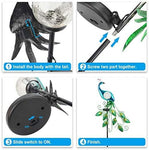 ATHLERIA Garden Solar Lights Stake, Metal Peacock Decor Solar Garden Lights Solar Peacock Stake for Outdoor Patio Yard Decorations (Blue Lampshade)