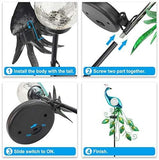 ATHLERIA Garden Solar Lights Stake, Metal Peacock Decor Solar Garden Lights Solar Peacock Stake for Outdoor Patio Yard Decorations (Blue Lampshade)