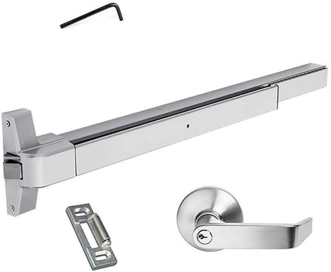 Dynasty Hardware Push Bar Panic Exit Device Aluminum, with Exterior Lever