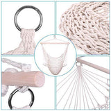 Z ZTDM Hanging Rope Chair, Swing Seat Cotton Canvas Hammock for Indoor Outdoor Garden Yard (Beige net Chair)
