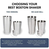 Boston Shaker: Professional Stainless Steel Cocktail Shaker Set, including 18oz Unweighted & 28oz Weighted Shaker Tins